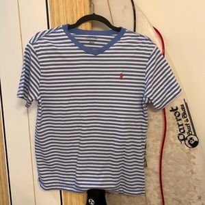 White & Blue striped Polo shirt.